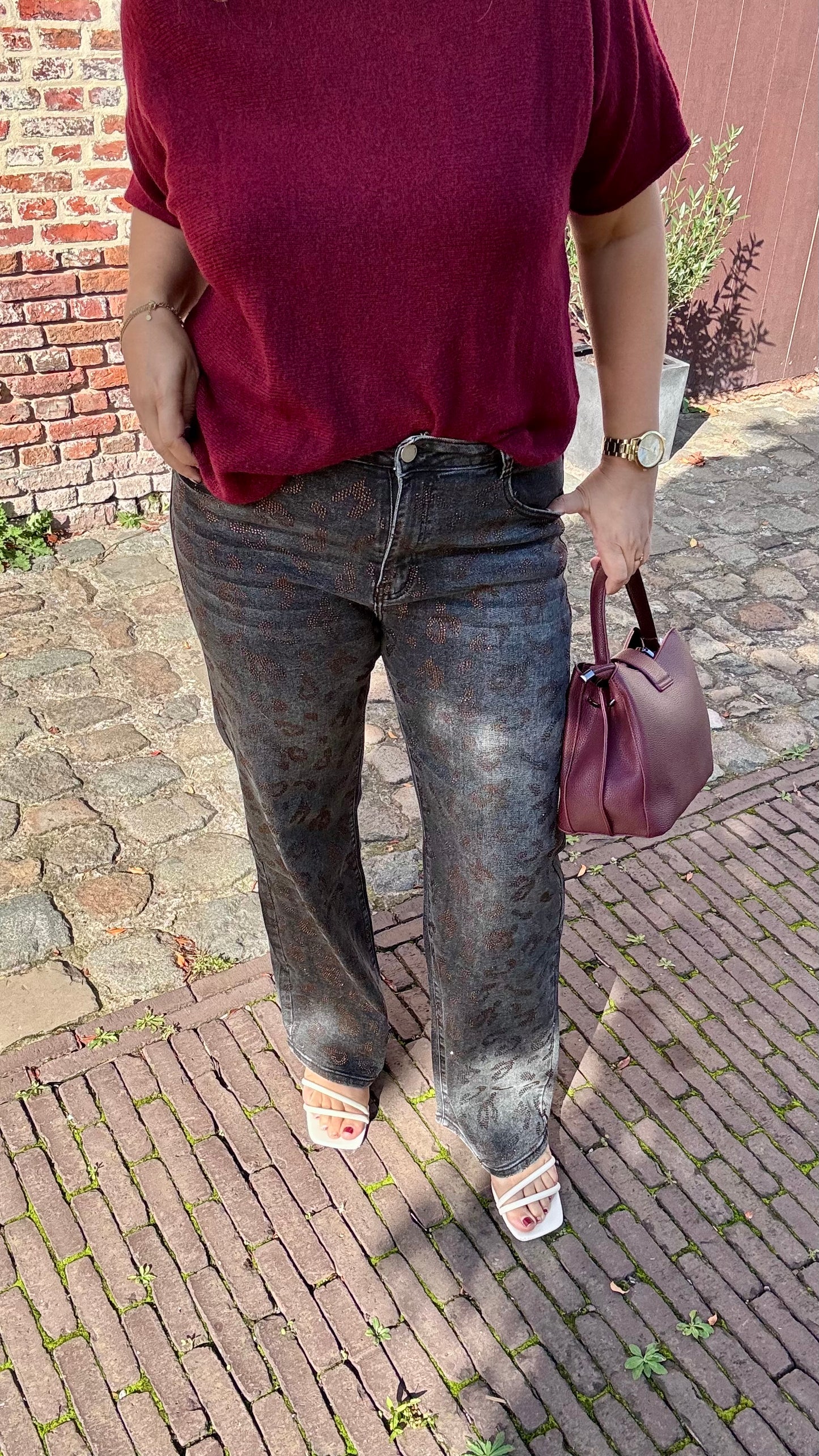 Leopard jeans - Grey Sparkle