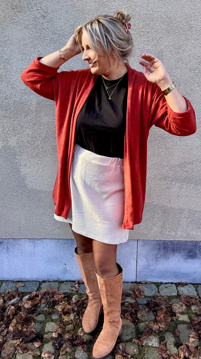 Basic long Cardigan - Roest