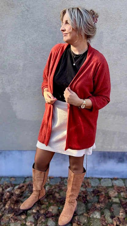 Basic long Cardigan - Roest