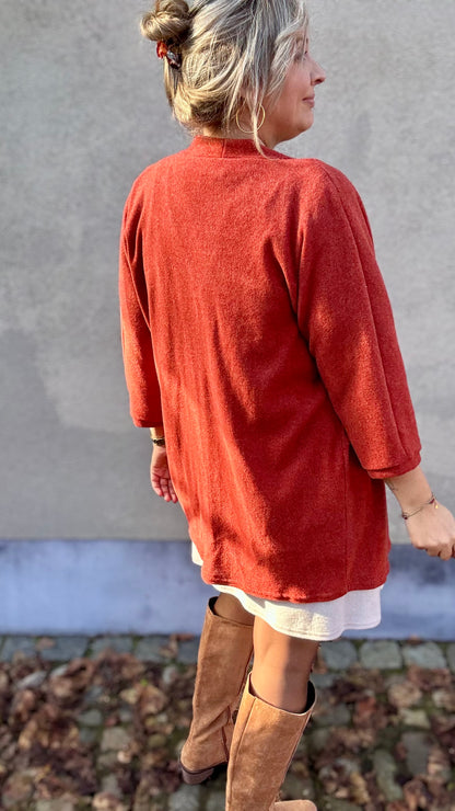 Basic long Cardigan - Roest